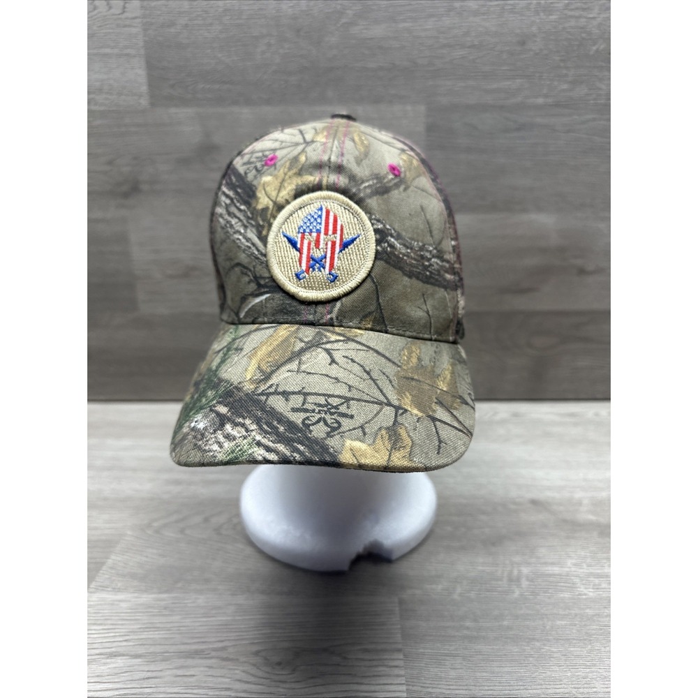 Paramount Outdoors Realtree Ladies Camo Hat Adjustable Back,Pink Stitch W/Lights